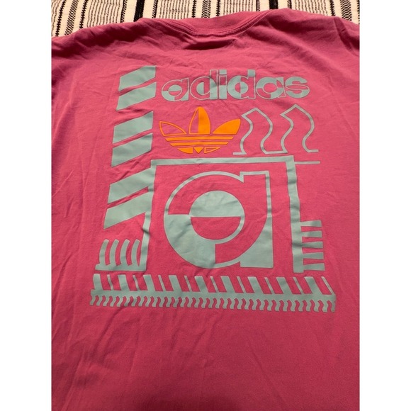 Adidas Graphic Tee Pink Trefoil Logo Short Sleeve Women's Small - Picture 7 of 8